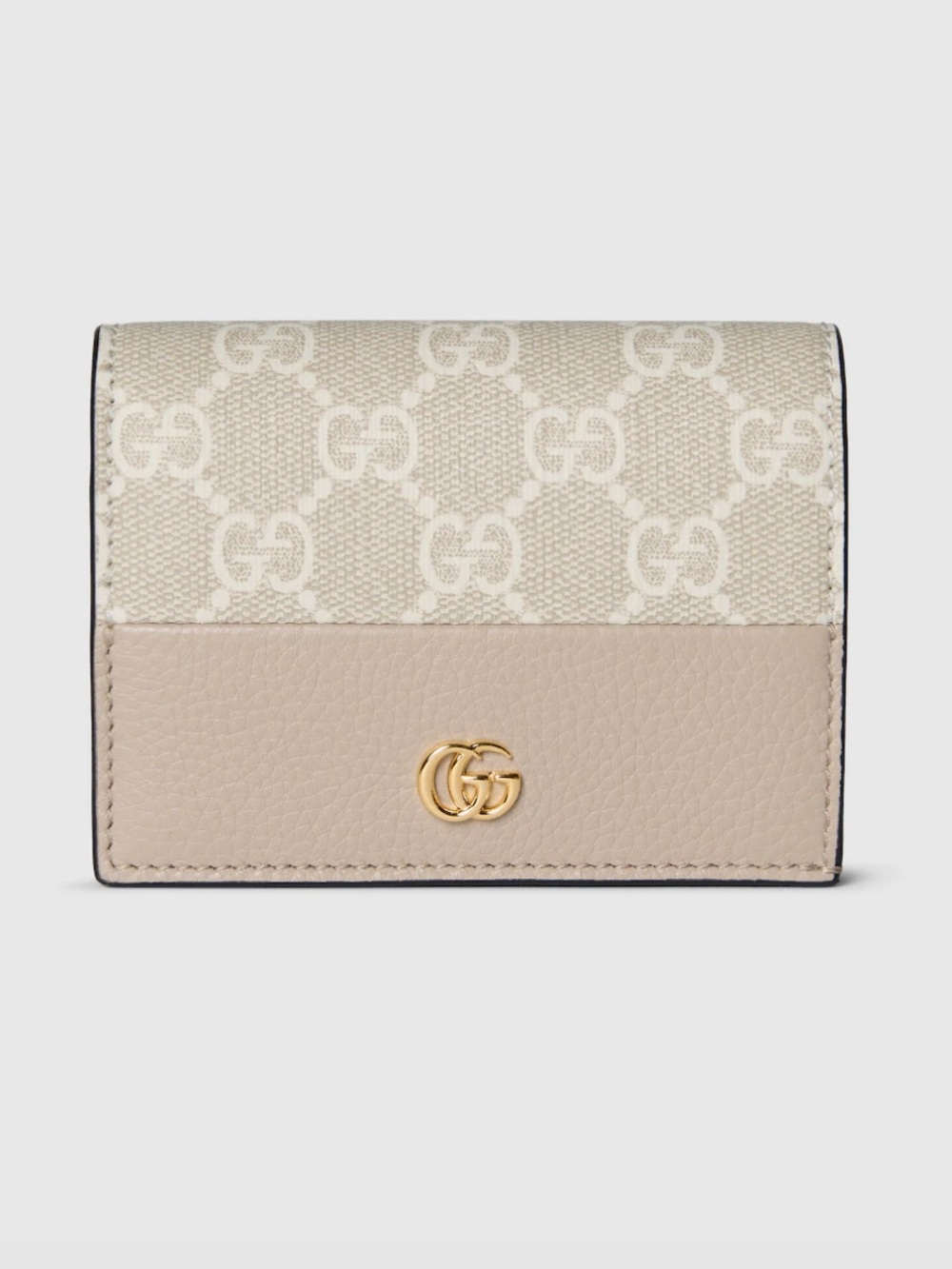 Gucci Beige and Ivory GG Small Wallet with Gold Logo